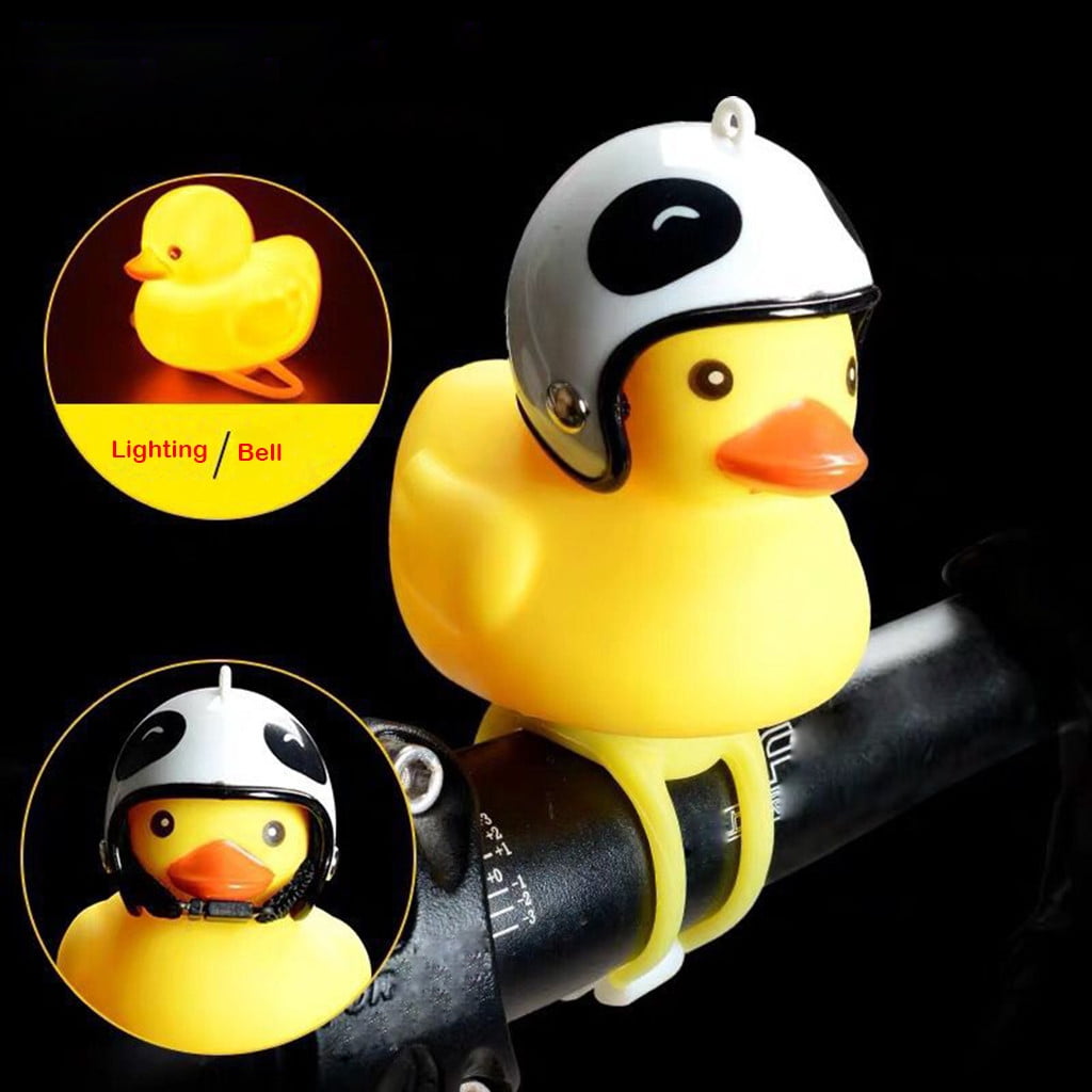 Sports Bike Cartoon Duck Bell for Kids Mini Bicycle Handlebar Horn Head Light Shining Cute Cartoon Helmet Duck Bicycle Accessories