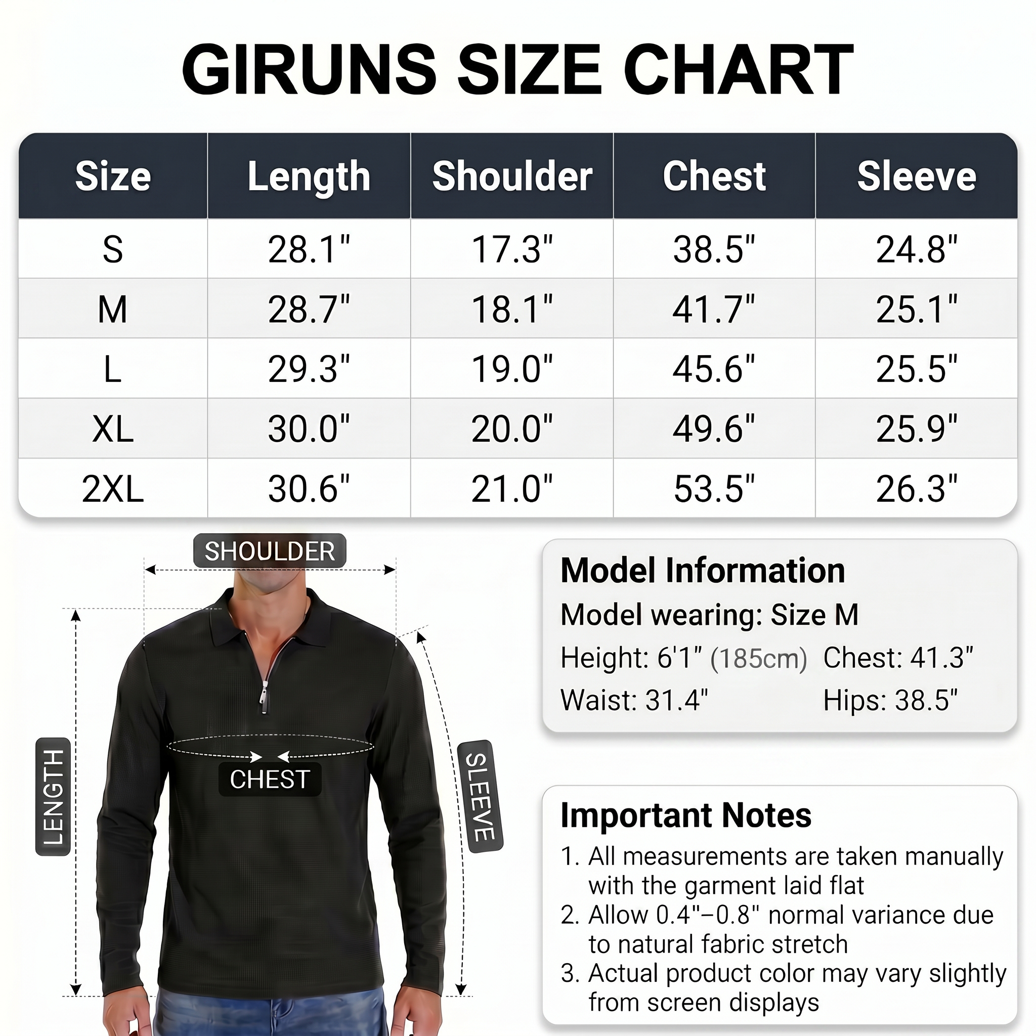 GIRUNS Men's Long Sleeve Quarter-Zip Waffle Knit Polo photo 8