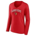 thumbnail image 2 of Women's Red Illinois State Redbirds Campus V-Neck Long Sleeve T-Shirt, 2 of 3