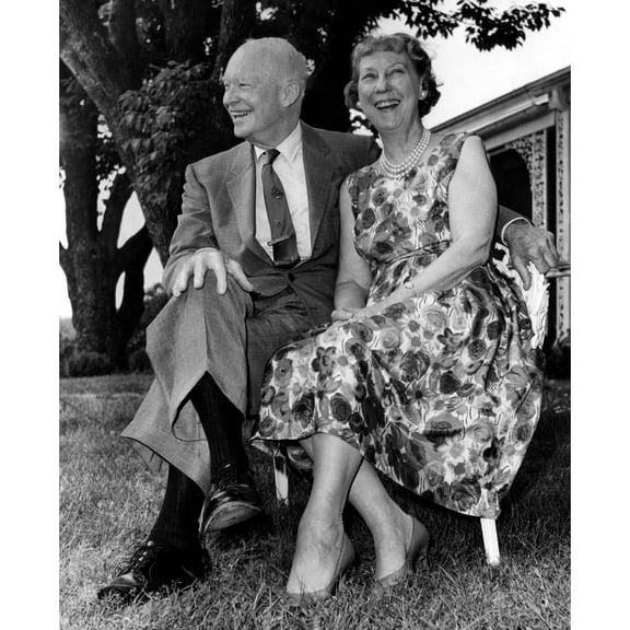 Dwight Eisenhower And Mamie Eisenhower Outisde Their Home History (24 x 36)