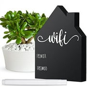 Password Sign Wooden Table Sign Freestanding Sign with Board Erasable Pen Chalkboard Style Freestanding Sign for Home Business Centerpieces Decor(5 x 3.7 x 0.6 Inches, WiFi Style)