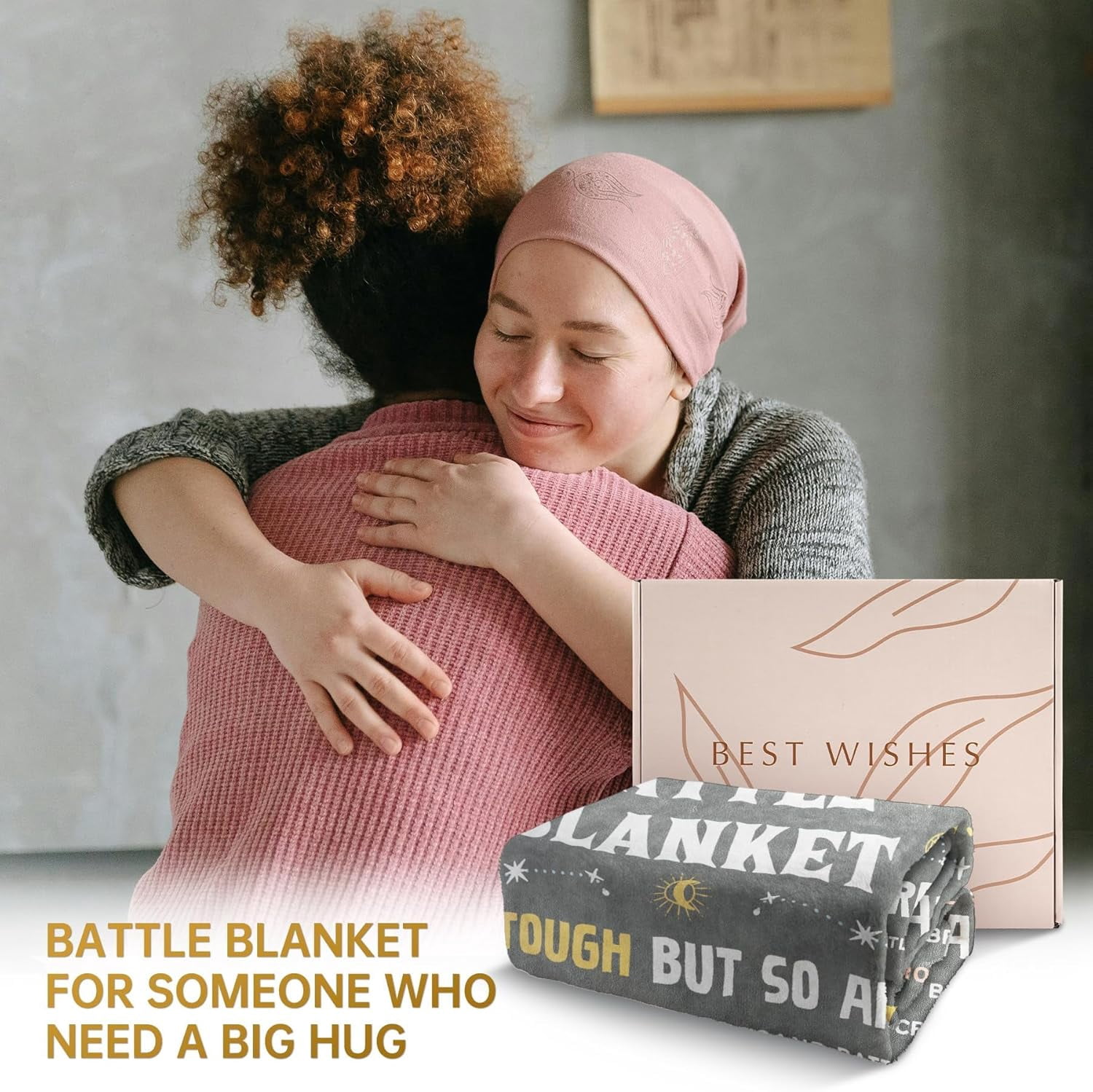 Cancer Care Gifts for Women, Get Well Soon Gifts Blanket for Her Him, Cancer Fighter Inspirational Quote Chemo Patient Gift - Meaningful Caring Message Battle Blanket