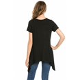 thumbnail image 3 of Sassy Apparel Women's Round Neck Asymmetric Hemline Fashion T-shirt Top (Black), 3 of 3