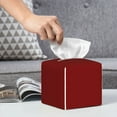 thumbnail image 5 of Goofa Maroon Tissue Box Cover PVC Leather Tissue Holder Square Facial Tissue Case Facial Paper Organizer Dispenser for Bathroom, Vanity Countertop, 5 of 8