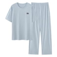 thumbnail image 2 of FNFYFH Mens Big and Tall Pajamas Set Lightweight Loungewear Short Sleeve Top and Pants Soft Sleepwear Pjs Sets, 2 of 6