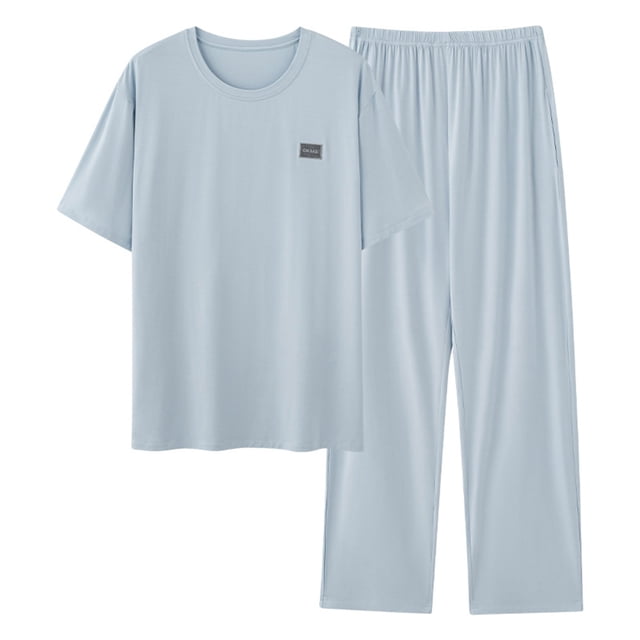 Ceisia Men's Plus Size Loose Fit Modal Cotton Crew Neck T-Shirt & Long Pants Set - Breathable Soft Casual Two-Piece Loungewear Gifts