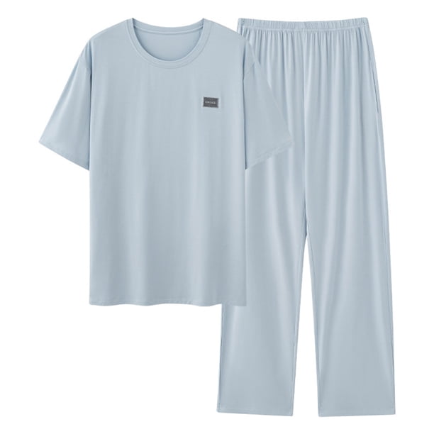 Ceisia Men's Plus Size Loose Fit Modal Cotton Crew Neck T-Shirt & Long Pants Set - Breathable Soft Casual Two-Piece Loungewear Gifts