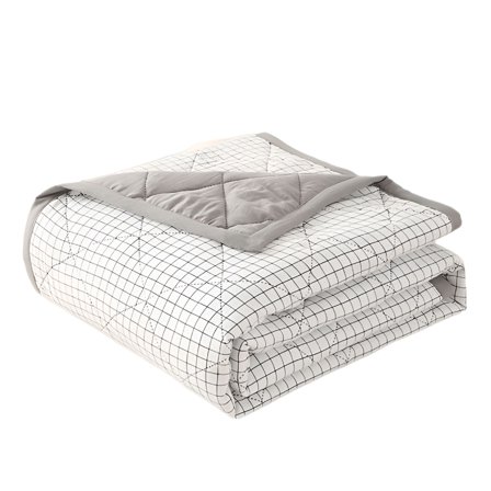 AUQ Lightweight Comforter Queen Size,Soft Skin-friendly Solid Comforter,Thin Microfiber Breathable Plaid Pattern Thin Bedding Comforter for Summer,79.92"