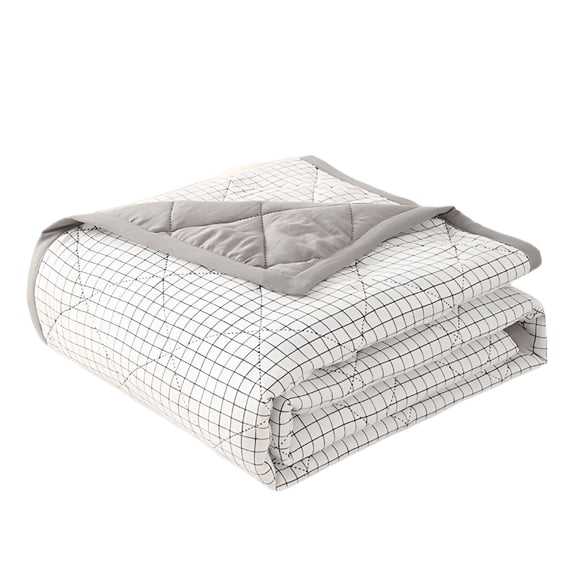 AUQ Lightweight Comforter Queen Size,Soft Skin-friendly Solid Comforter,Thin Microfiber Breathable Plaid Pattern Thin Bedding Comforter for Summer,79.92"