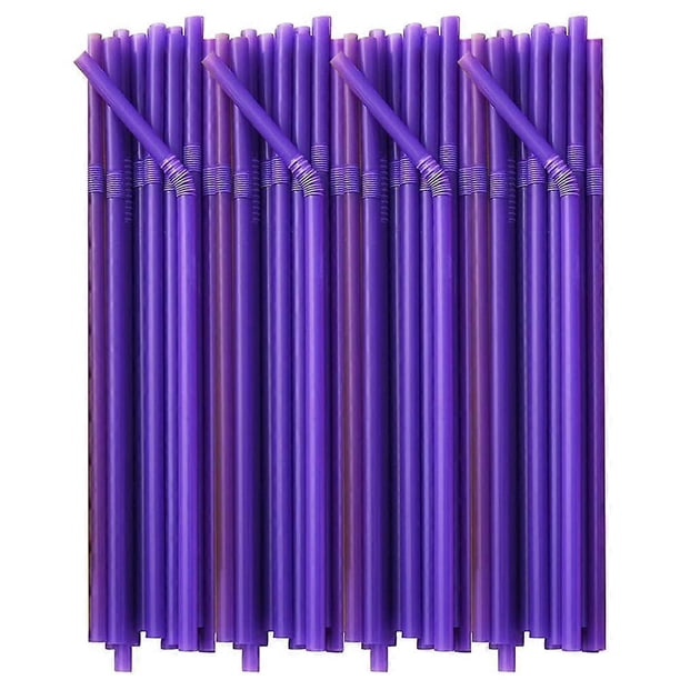200 flexible plastic drink straws, extra long colourful disposable bendable party fancy straws (2 packs/100 straws)