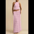 thumbnail image 4 of Conjunto de Dos Piezas de Falda Larga para Mujer, con Cuello Halter, Espalda Descubierta y Falda Larga para Salir en la Playa. Conjunto de Dos Piezas. Rosa XL, 4 of 7