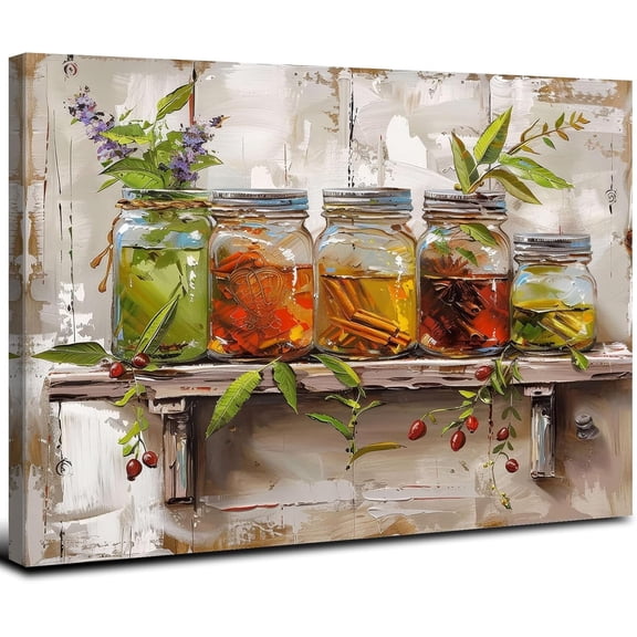 Aaheei Kitchen Abstract Canvas Wall Art, Colorful Food & Spices Poster for Dining Room, Living Room, Farmhouse Kitchen Wall Decor 8 x 10 in