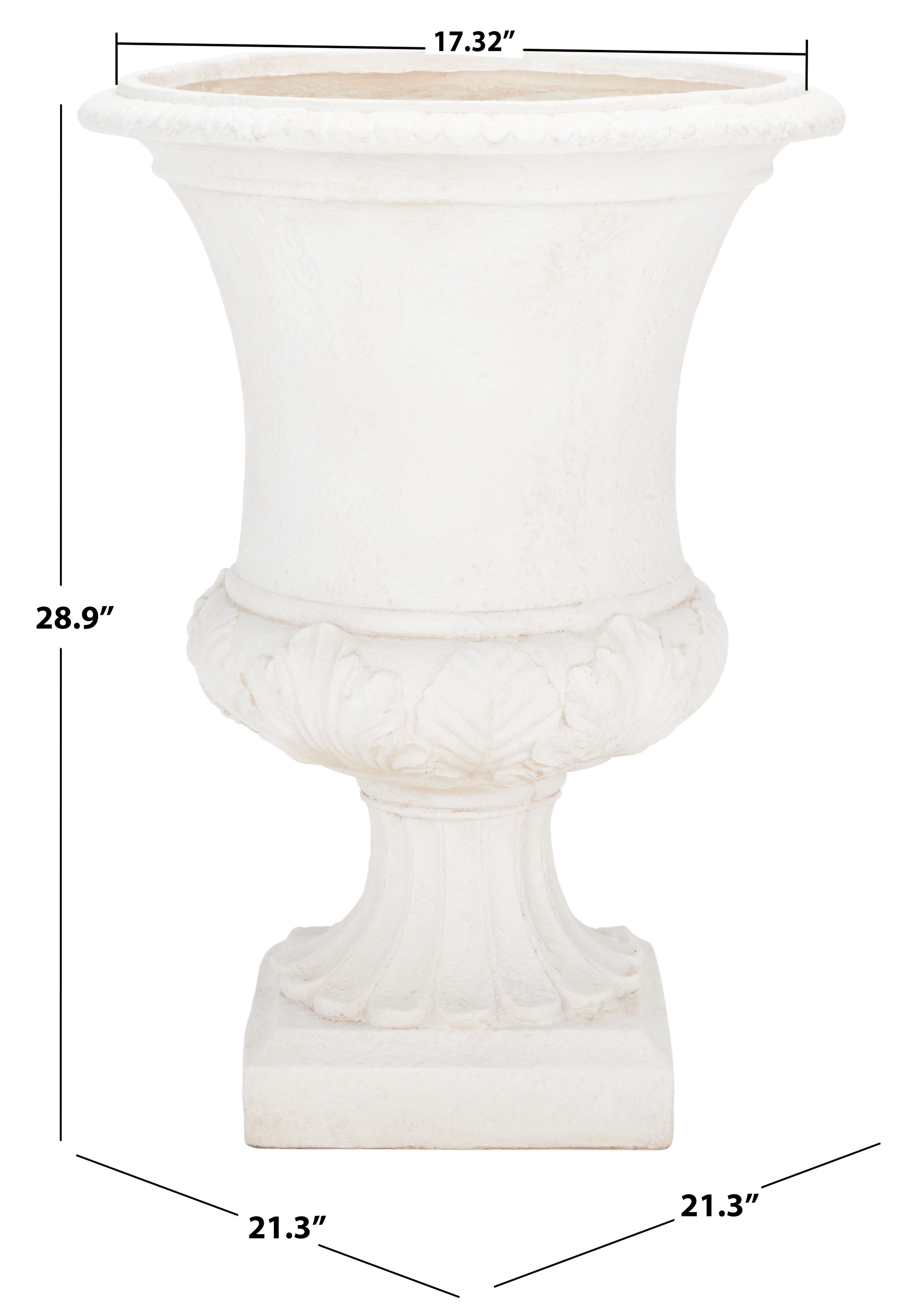 SAFAVIEH Paven 21" x 21" x 29" Urn Off White Resin Solid Plant Pot