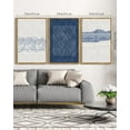 thumbnail image 4 of SHENIFY large 24x36in3pcs Natural Framed Blue Abstract Boho Wall Art Minimalist Mid-Century Modern Wall Decor Geometric Artwork Kitchen Dining Room, 4 of 5