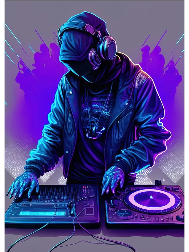 Neon Design Music Cool DJ Headphone Poster Canvas Paintings