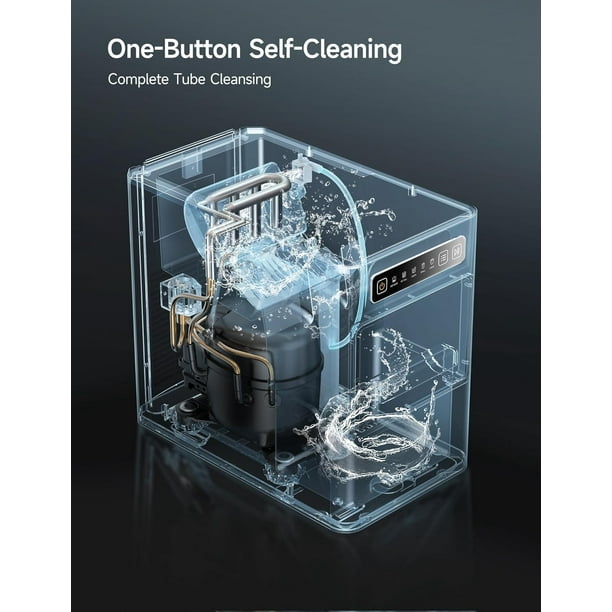 Machine à glaçons portable avec réservoir d'eau de 1,2 L, machine à glaçons de comptoir en acier inoxydable 26 lb/24 h avec pelle à glace et panier | Best Buy Canada