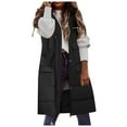 thumbnail image 3 of Wovix Women's Long-Length Vests Sleeveless Lightweight Zip Up Puffer Jacket Packable Solid Color Zipper Hooded Down Coat Winter Quilted Vest With Hood Clothes, 3 of 6