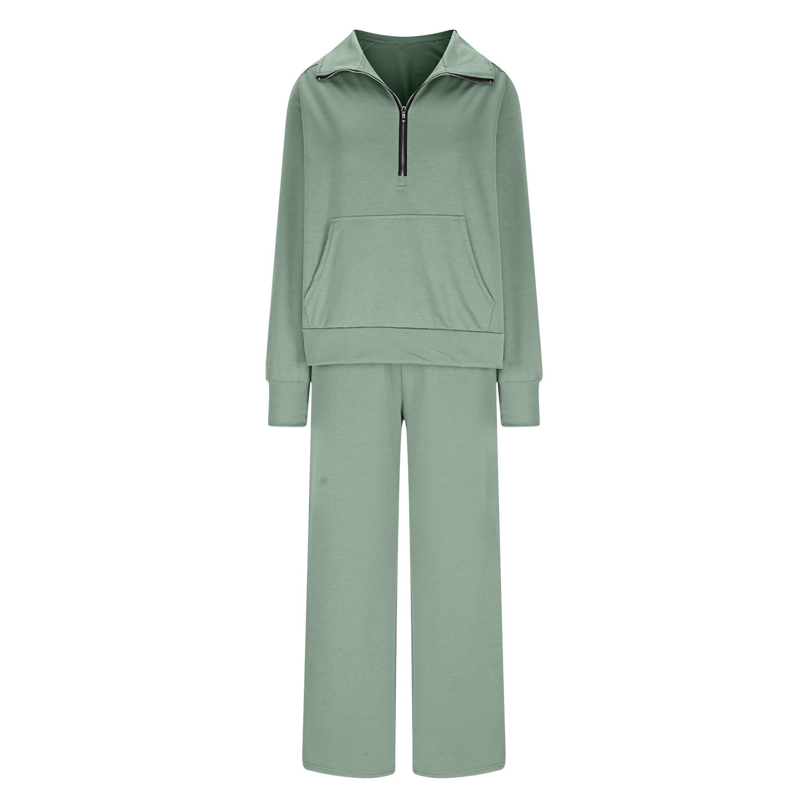 Tall Sizes Women Lounge Sets 2 Piece Outfits Linen Pants Set for Women Pink Women's Solid Color Casual Zipper Long Sleeved Pants Wide Leg Set Get it Fast
