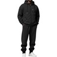 thumbnail image 2 of Dwelliawo Sweat Suits for Men 2 Piece Hoodie and Sweatpants Solid Color Full Zip Sweat Pullover Hoodies Jogging Athletic Pant Set Casual Winter Suits with Pockets Black XL, 2 of 7
