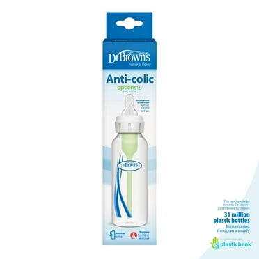 Dr. Brown's Natural Flow Anti-Colic Options  Narrow Baby Bottle, 8oz, Slow Flow, 0m , 1 Pack