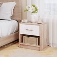 thumbnail image 2 of Costway Modern Nightstand Bedside Table with Drawer Open Storage Shelf for Small Spaces Oak&White, 2 of 10