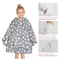thumbnail image 6 of Gray Christmas Snowflake Pattern Blanket Hoodies for Kids 6-13YR Oversize Wearable Blanket Hoodies for Boys Girls Teens, 6 of 7