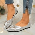 thumbnail image 2 of Pandaie Women's Pointy Toe Loafers Comfortable Glitter Slip on Work Shoes Ladies Fashion Summer Dressy Casual Flats Shoe Silver 9, 2 of 7