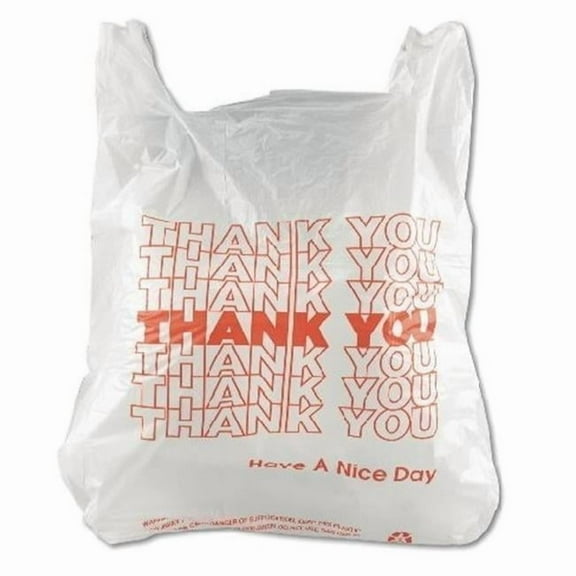 Inteplast Group  Thank You Bag - White - 12in.W x 7in.G x 13in.L