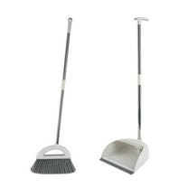PureCasa Household Broom and Dustpan Set of 2 for Home Office, 180° Rotating Foldable Broom with Dustpan Combo Set for Indoor Outdoor, Cleaning Supplies Extended Brooms, 1PC, White, 35.4"x10.6"
