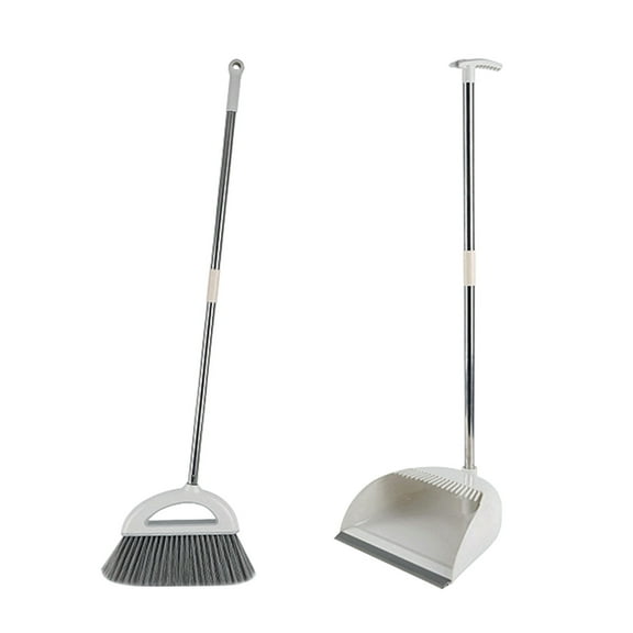 Broom and Dustpan Set for Home, Dustpan with Long Handle, Broom with Dustpan, Dustpan Comb, Broom with Dustpan(White)