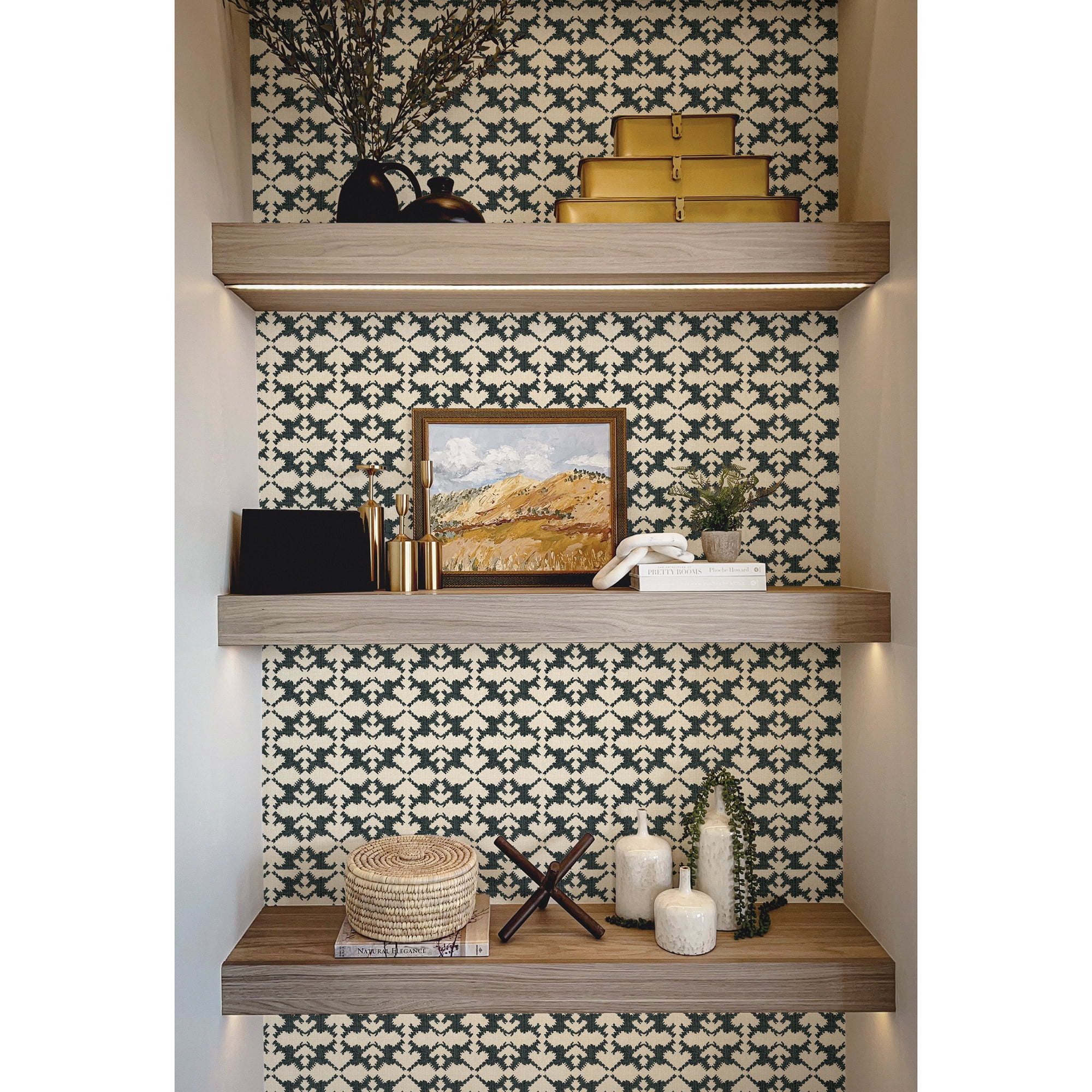 Better Homes & Gardens Black Gray Arcos Geo Geometric Peel and Stick Wallpaper, 20.5" x 18'