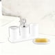 thumbnail image 4 of Juego de organizador de baño de 5 piezas | Bandeja de tocador de plástico, vasos para cepillo de dientes, dispensador de jabón, vaso para enjuague bucal, jabonera | Moderno Negro Blanco Gris |, 4 of 6