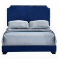 thumbnail image 2 of Queen Size Wood Platform Bed with Scooped Headboard, Blue, No Box Spring Needed, Main Bedroom, 2 of 5