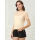 thumbnail image 2 of INSPIRE CHIC Top De Encaje Floral Semitransparente Transparente Con Ribete Festoneado Para Mujer Beige S, 2 of 6