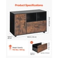thumbnail image 3 of Wood Mobile Lateral File Cabinet with Lockable Rolling Storage Adjustable Shelves Open Shelving Rustic Brown Free Standing Printer Stand for Home Office School, 3 of 6