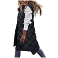 thumbnail image 4 of ZMHEGW Coat Vest Coat Quilted Vest Outdoor Winter Jacket With Pockets Down Women's Jacket Sleeveless Down Quilted With Hood Warm Long Women's Cardigan, 4 of 5