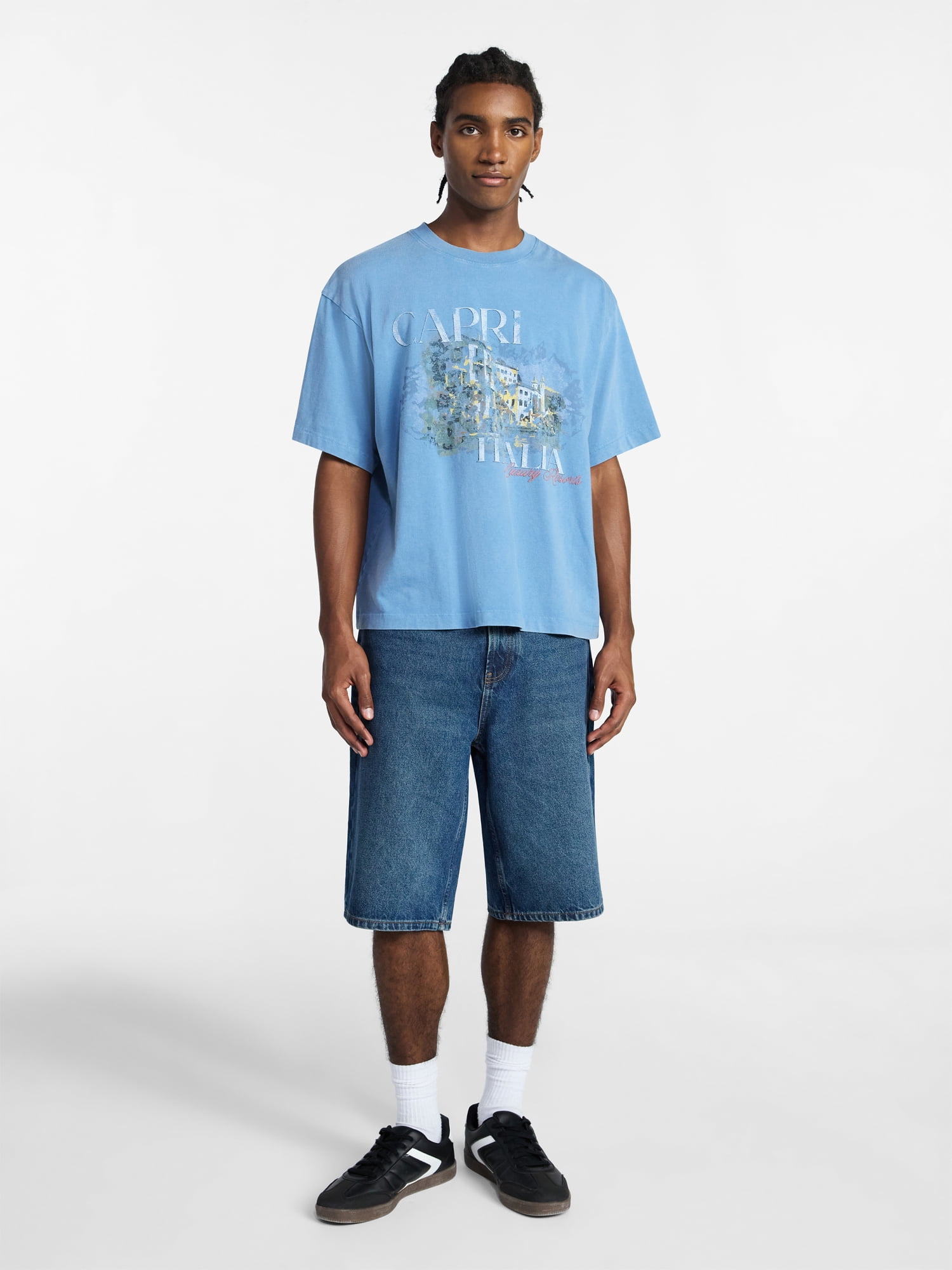 No Boundaries Boxy Fit Heavyweight Graphic Tee Shirt, Men's XS-4XLT