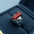 thumbnail image 3 of Natural Certified Red Coral Gemstone Moonga Astrological Ring 925 Sterling Silver Handmade Birthstone Jewelry Ring For Men, 3 of 4