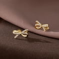 thumbnail image 2 of Sterling Silver Small Bow Stud Earrings for Women Teens CZ Bow Stud Earrings Small Ribbon Earrings, 2 of 10