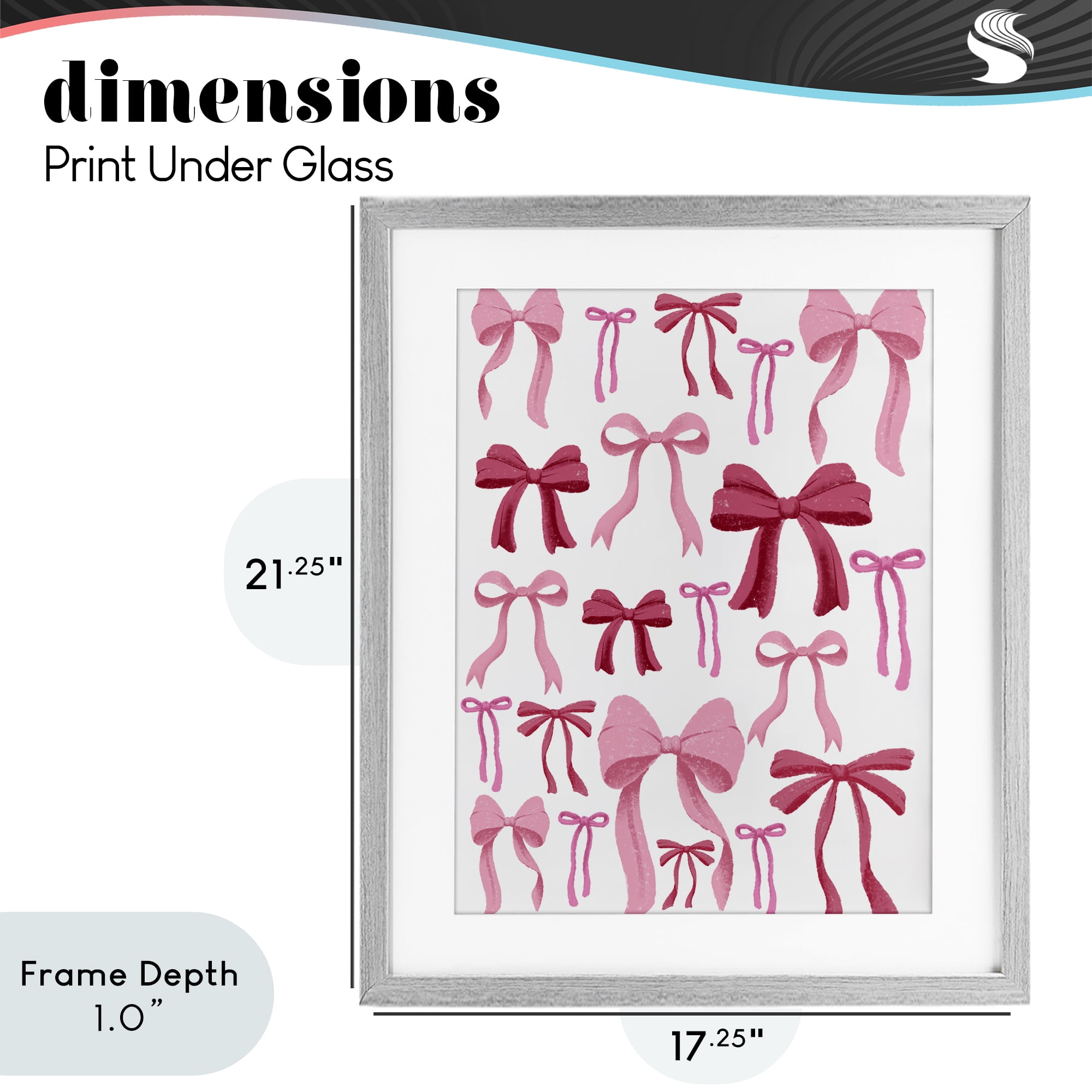 Stupell Industries Bows All Over Pink & Red Gray Framed Print Under Glass, design by Marcus Prime