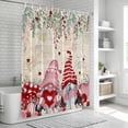 thumbnail image 6 of Valentine's Gnomes Shower Curtain, Waterproof Shower Curtains for Bathroom, Weeping Eucalyptus Pink Red Love Heart Retro Washable Fabric Bathtub Curtain Set Bath Decor with 12 Hooks Stall 36"x72", 6 of 8
