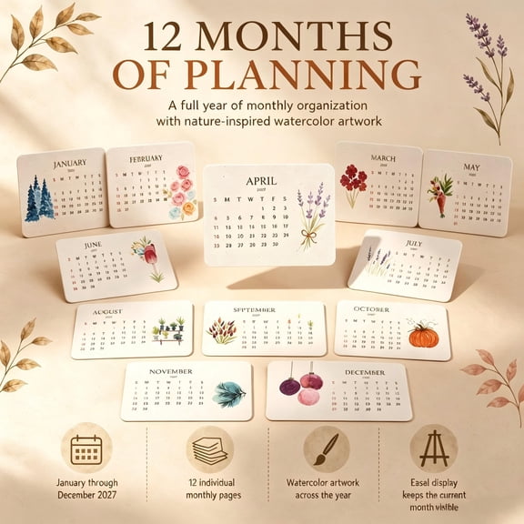 2027 plantable seed calendar 12 months Wildflower Seed Desk Calendar,Perfect Modern Greening Calendars Herb Fruit Seed Paper Planner Eco-Friendly Sustainable Decor Gifts for Home Office