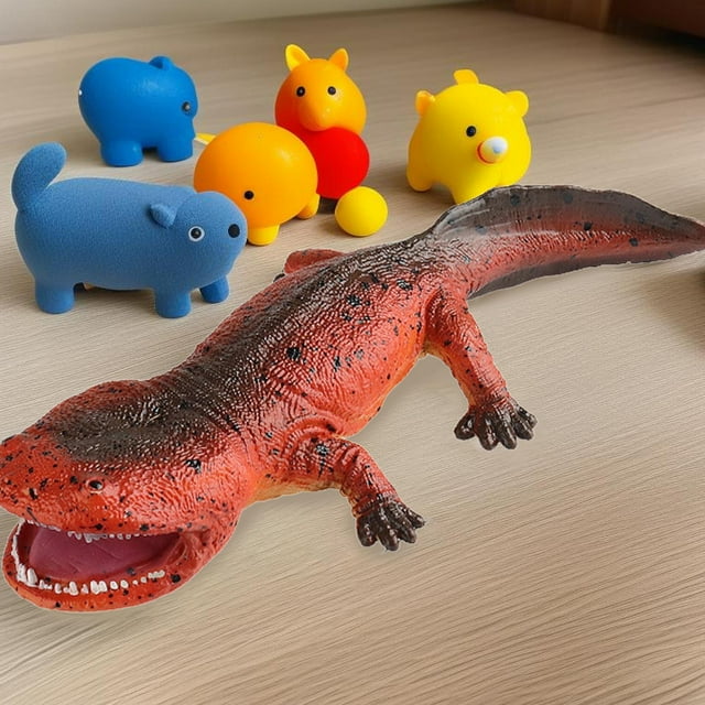 Modelo Animal de dinosaurio de juguete, coleccionables portátiles, adorno realista, figura de dinosaurio para césped, sala de estar, coche, regalos de Rojo