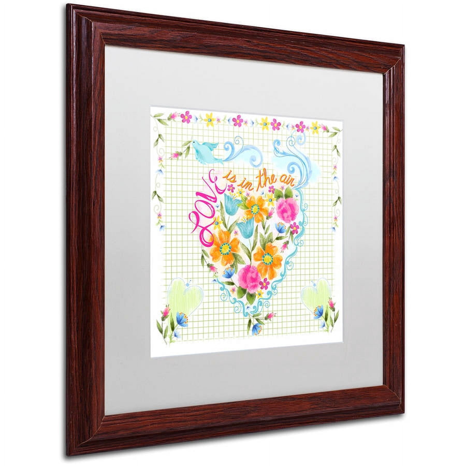 Trademark Fine Art "Love Heart" Canvas Art by Lisa Powell Braun, White Matte, Wood Frame