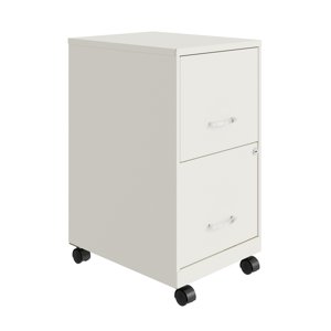Hirsh 18" Mobile 2-Drawer File Cabinet, Pearl White