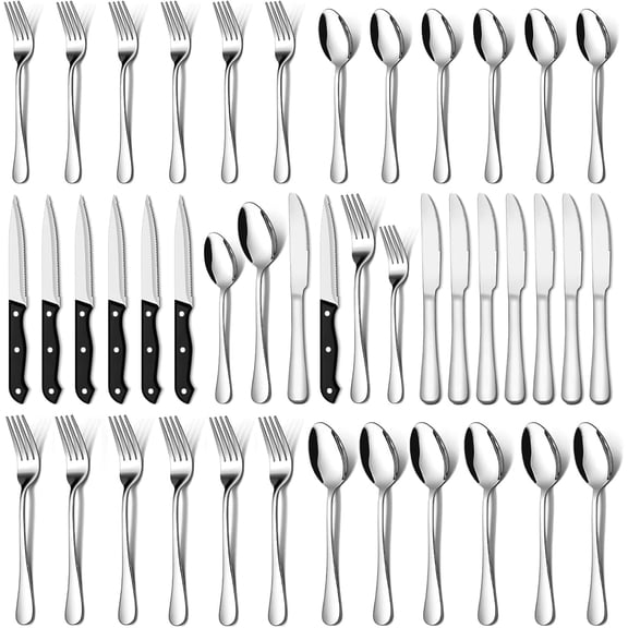 stusgo 36 Pieces Silverware Sets Service, Premium Stainless Steel Flatware Set,Matte Cutlery Sets for Family Gatherings, Hotel etc Use, Dishwasher Safe(silver)