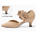 thumbnail image 2 of Ladies' low-heeled kitten-heeled formal shoes, comfortable closed-toe design with flowers, slip-on, suitable for formal gatherings, high-heeled shoe style, 2 of 3