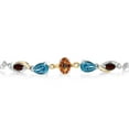 thumbnail image 2 of Gem Stone King 925 Silver and 10K Yellow Gold Ecstasy Mystic Topaz London Blue Topaz Red Garnet and Lab Grown Diamond Tennis Bracelet for Women By Keren Hanan (1.66 cttw, Adjustable up To 9 inch), 2 of 3