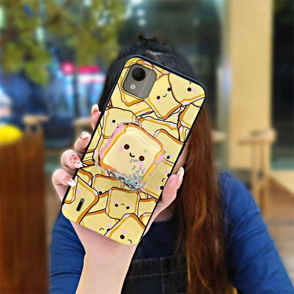 KBS-Phone Case For Nokia C110 4G, Cartoon Fashion Design Cute TPU Simplicity protective Back Cover Dirt-resistant Quicksand Anti-knock Durable Glitter Soft Case Rotatable stand Kickstand