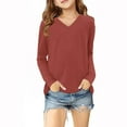 thumbnail image 4 of FAIWAD Girls Long Sleeve Tops Kids Soft Casual V Neck Tops Solid Color Basic Cute Clothes for Teen Girls, 4 of 5